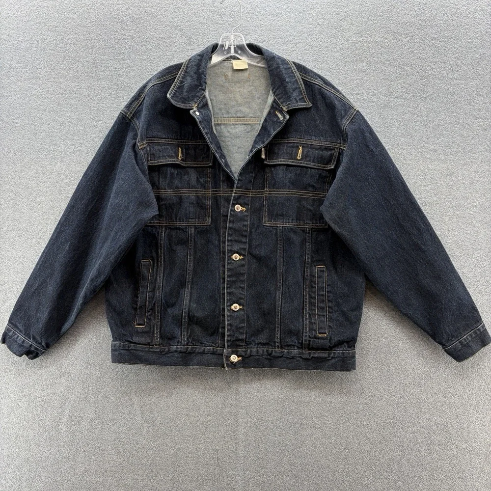 VTG Delf USA Jean Jacket Mens 2XL Denim Oversized Trucker Hip Hop Streetwear Y2K